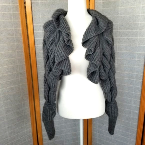 H&M Sweaters Hm Ruched Shrug Knit Bolero Cardigan Mohair Wool